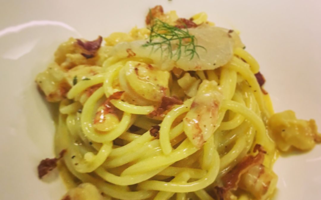 Carbonara di gamberi